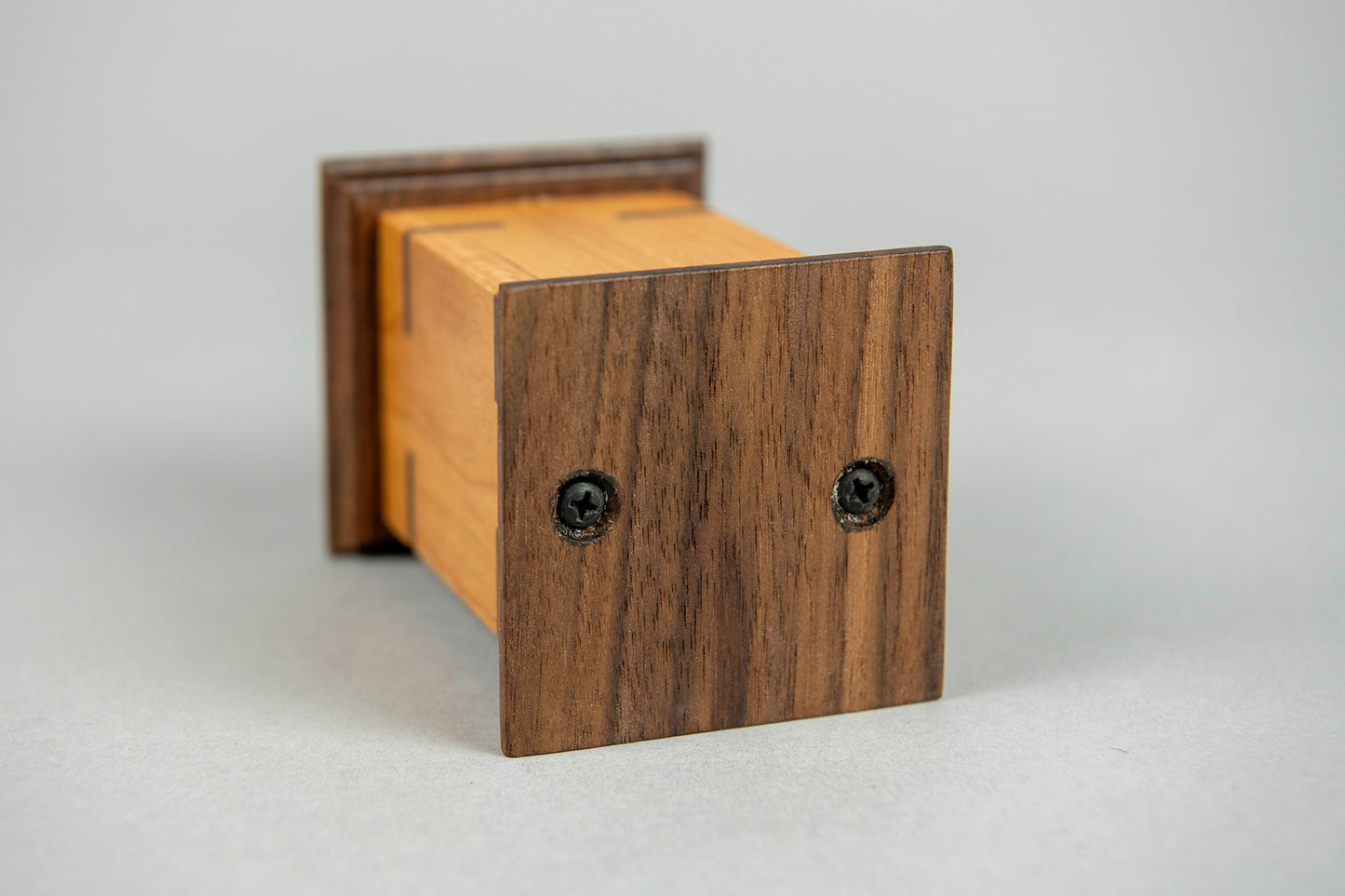 Cherry and Walnut Cremation Urn in Craftsman Style, Sharing Size, Small, Keepsake