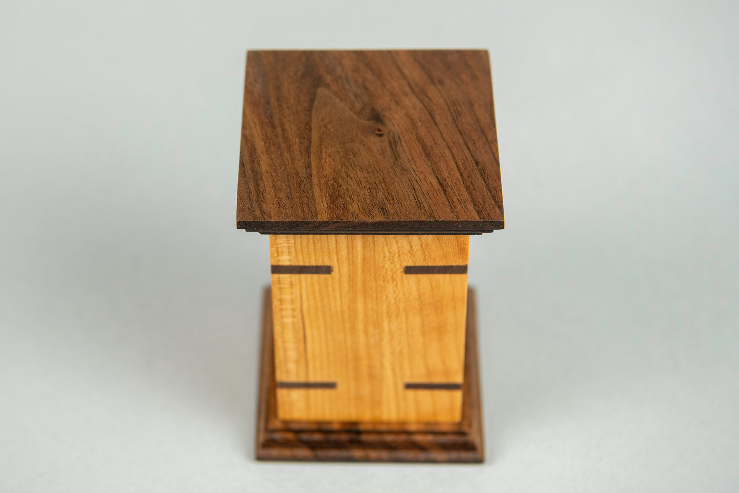 Cherry and Walnut Cremation Urn in Craftsman Style, Sharing Size, Small, Keepsake
