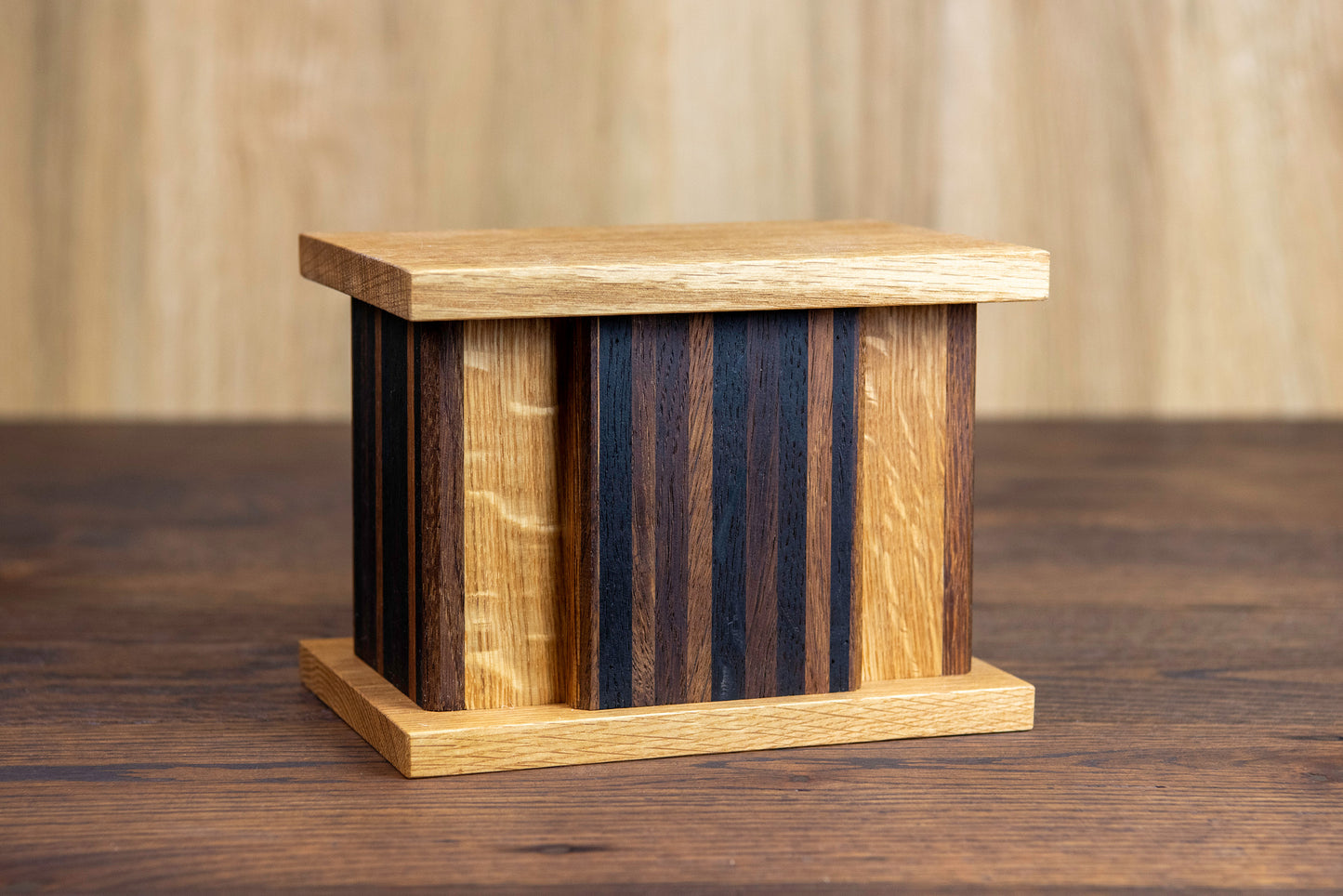 Wine and Whiskey Barrel Aged Oak Cremation Urn, Sharing Size, Medium, Mini Manhattan
