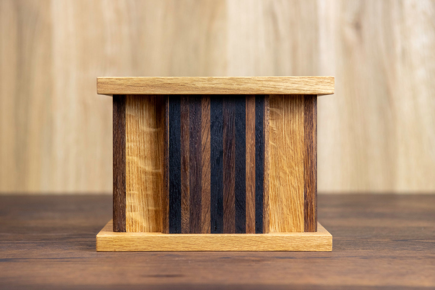 Wine and Whiskey Barrel Aged Oak Cremation Urn, Sharing Size, Medium, Mini Manhattan