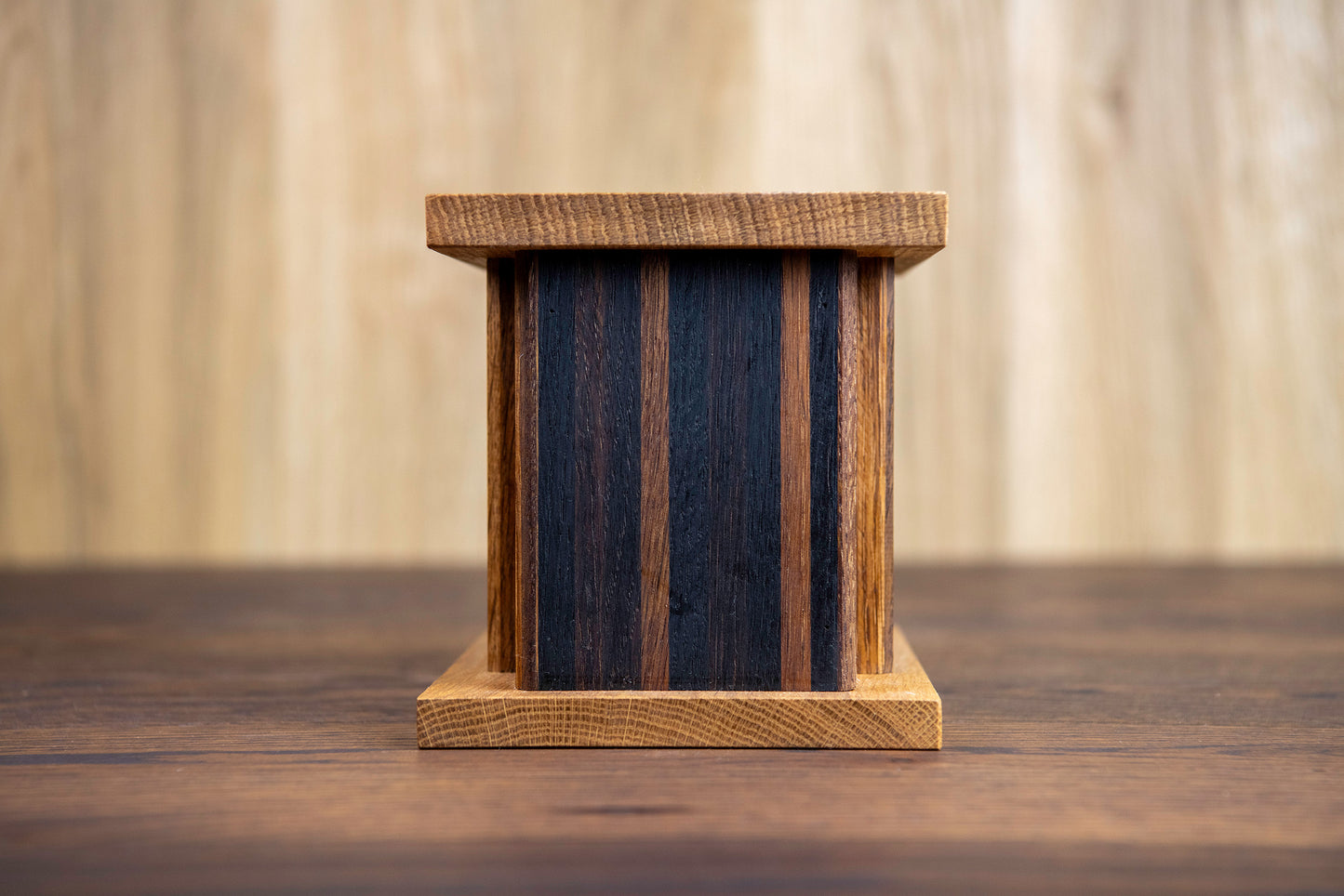 Wine and Whiskey Barrel Aged Oak Cremation Urn, Sharing Size, Medium, Mini Manhattan