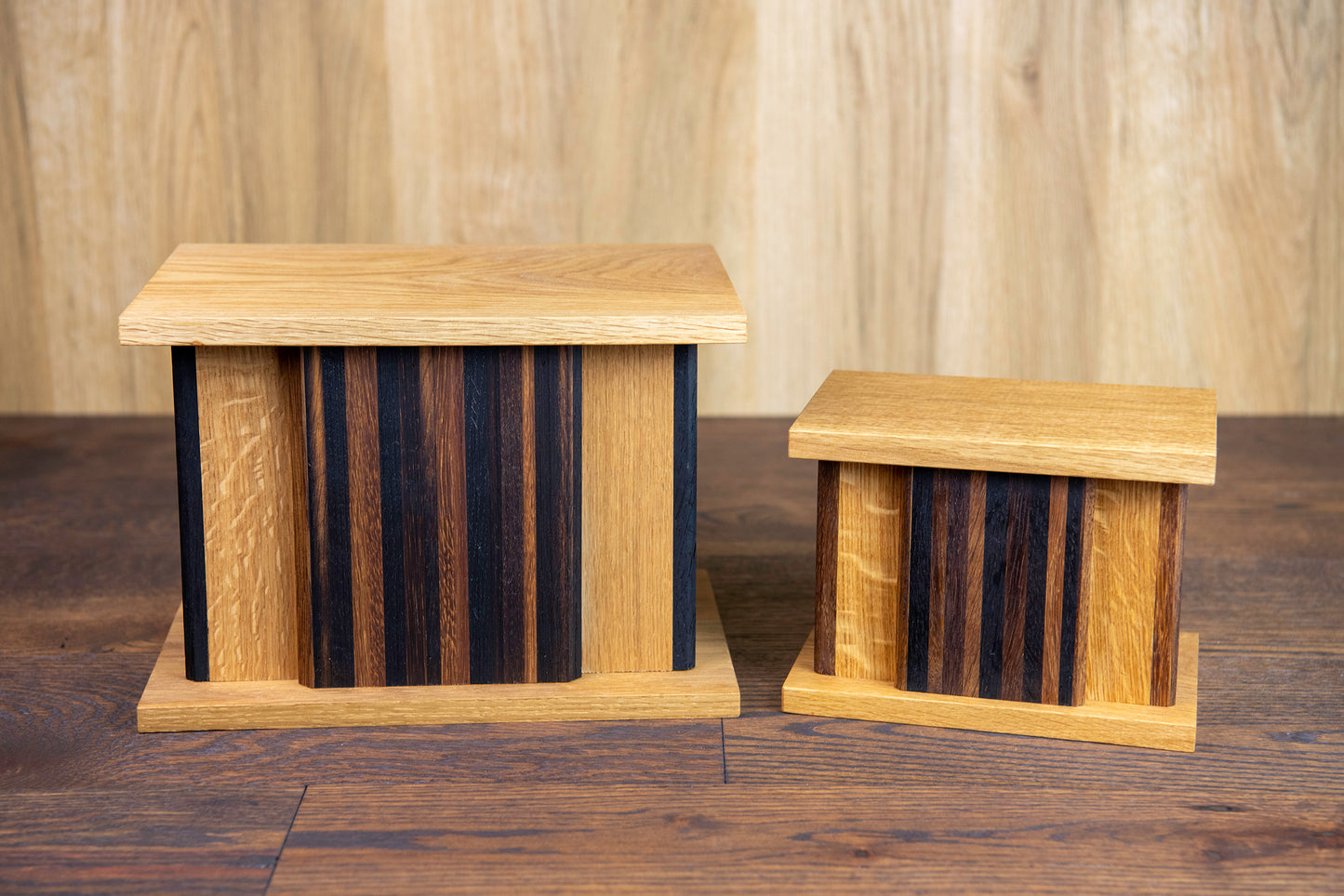 Wine and Whiskey Barrel Aged Oak Cremation Urn, Sharing Size, Medium, Mini Manhattan