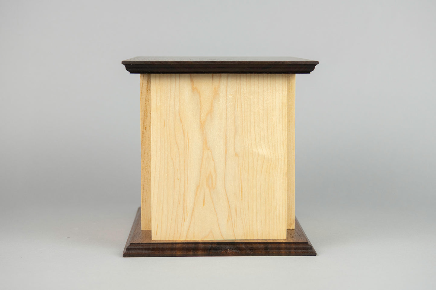 Maple and Walnut Cremation Urn in Craftsman Style, Large Adult Size