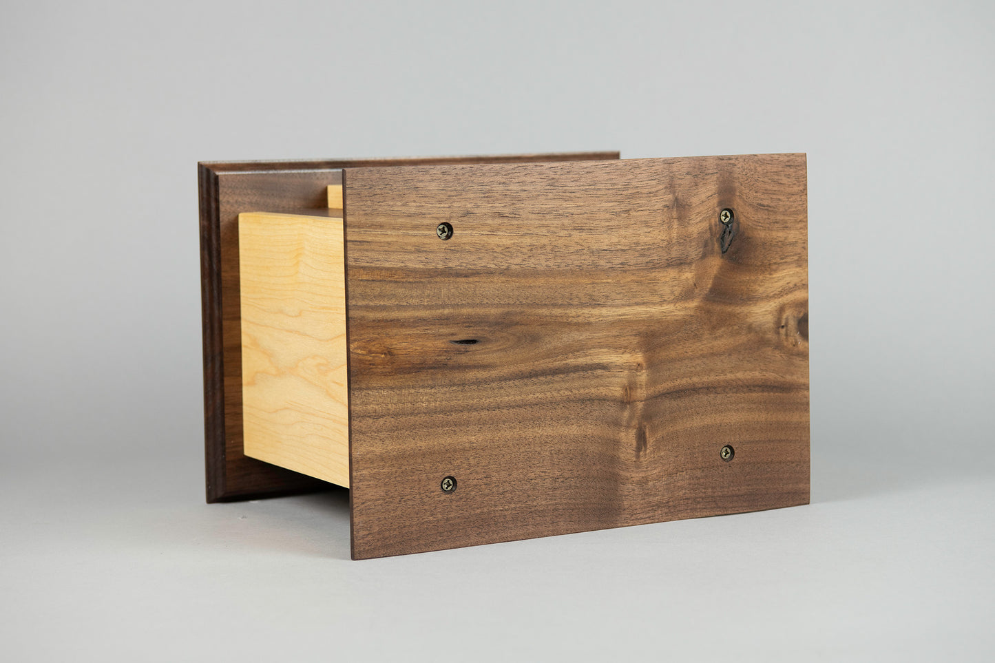 Maple and Walnut Cremation Urn in Craftsman Style, Large Adult Size
