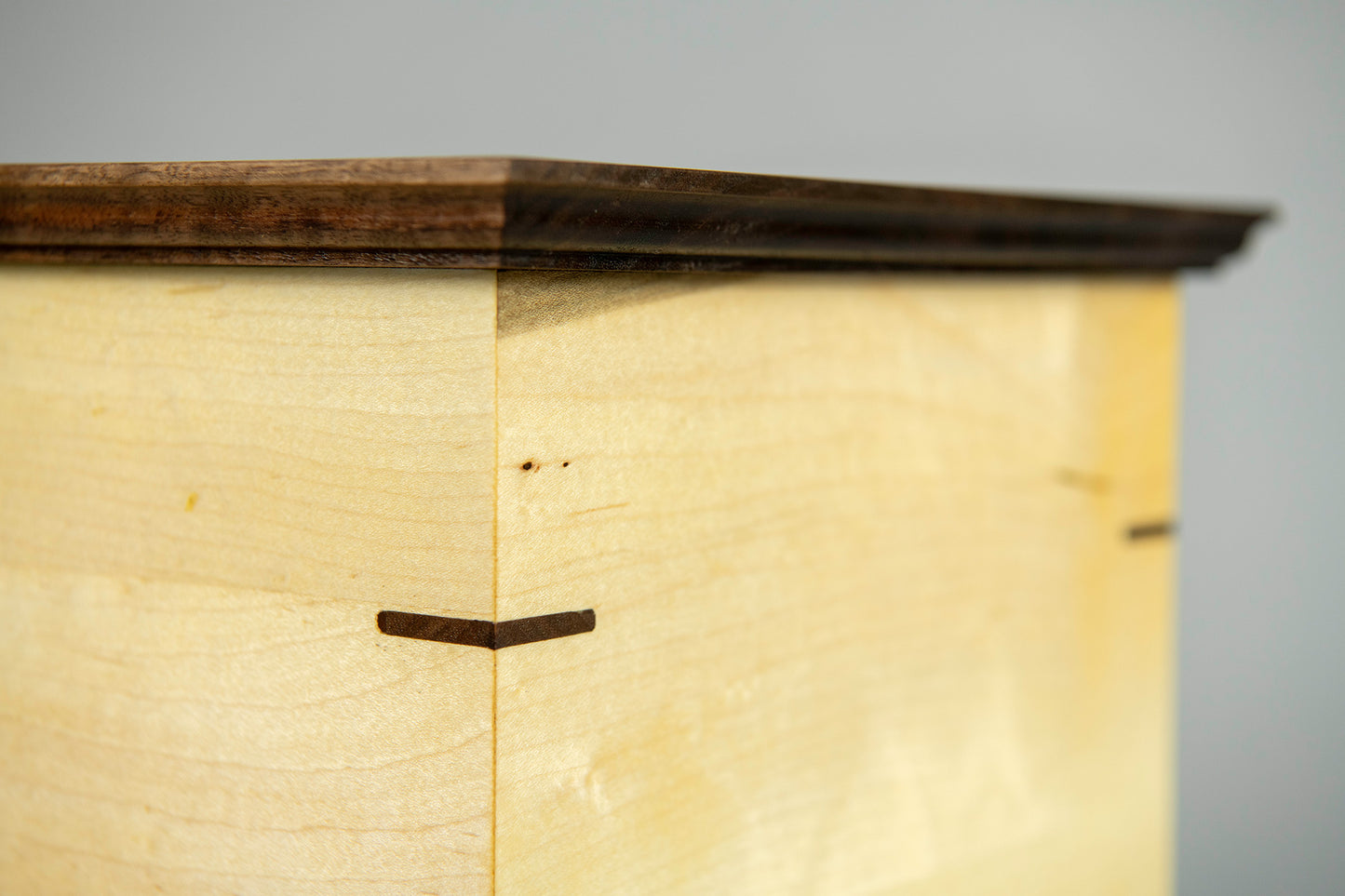 Maple and Walnut Cremation Urn in Craftsman Style, Companion Size