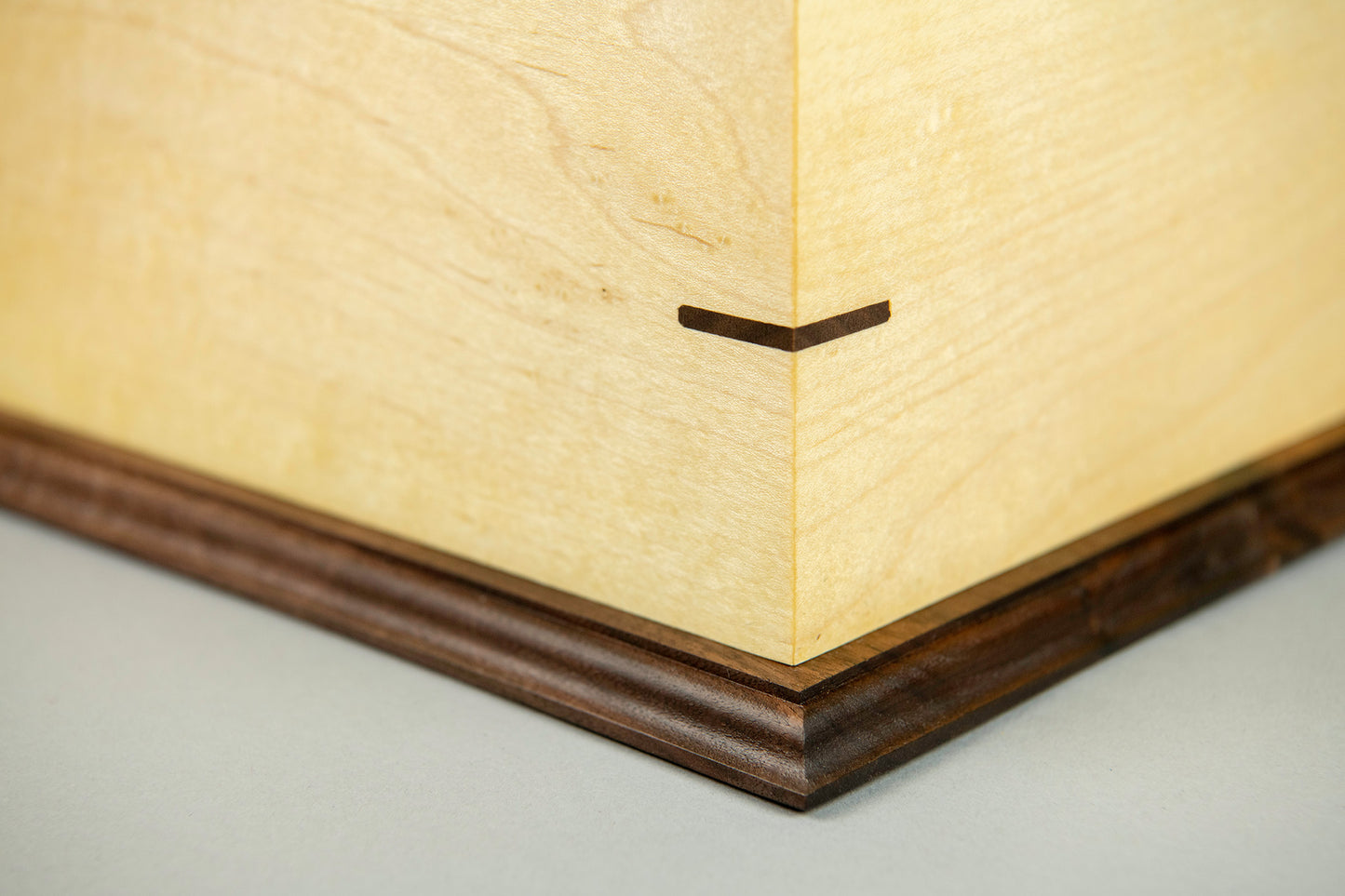 Maple and Walnut Cremation Urn in Craftsman Style, Companion Size