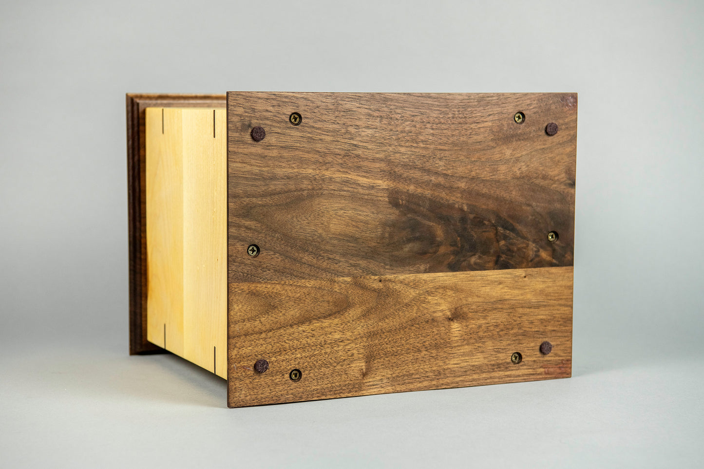 Maple and Walnut Cremation Urn in Craftsman Style, Companion Size