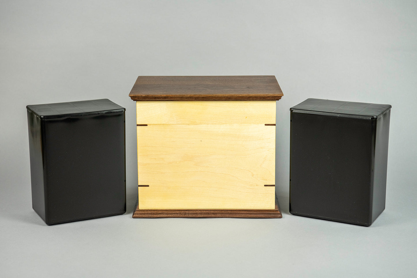 Maple and Walnut Cremation Urn in Craftsman Style, Companion Size