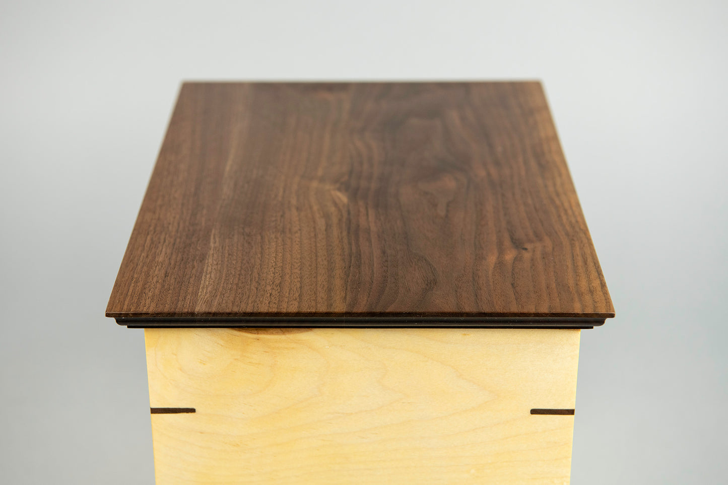 Maple and Walnut Cremation Urn in Craftsman Style, Companion Size