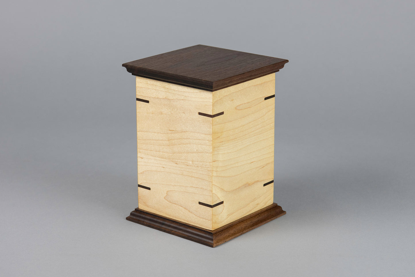 Maple and Walnut Cremation Urn in Craftsman Style, Sharing Size, Large