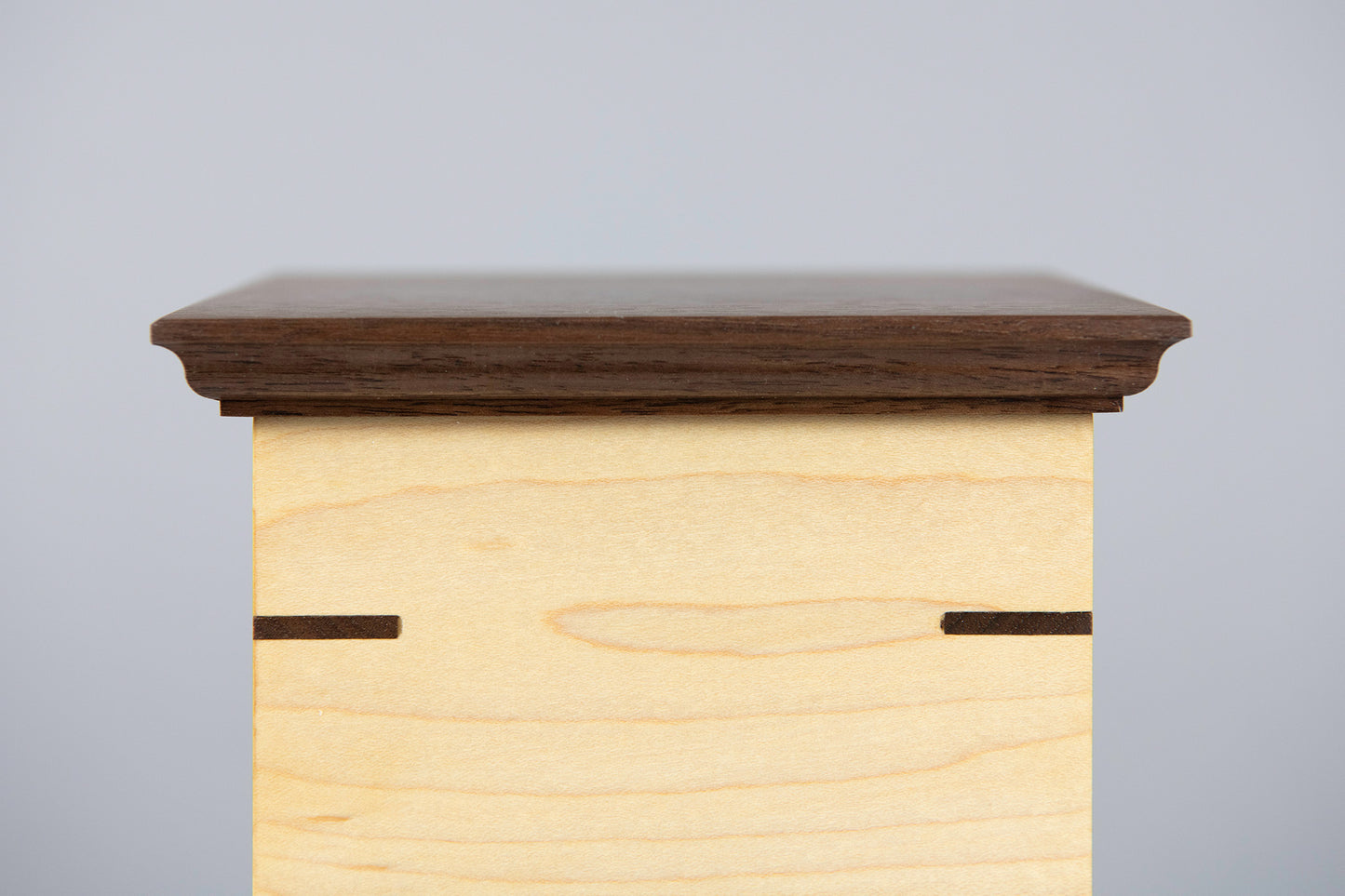 Maple and Walnut Cremation Urn in Craftsman Style, Sharing Size, Large