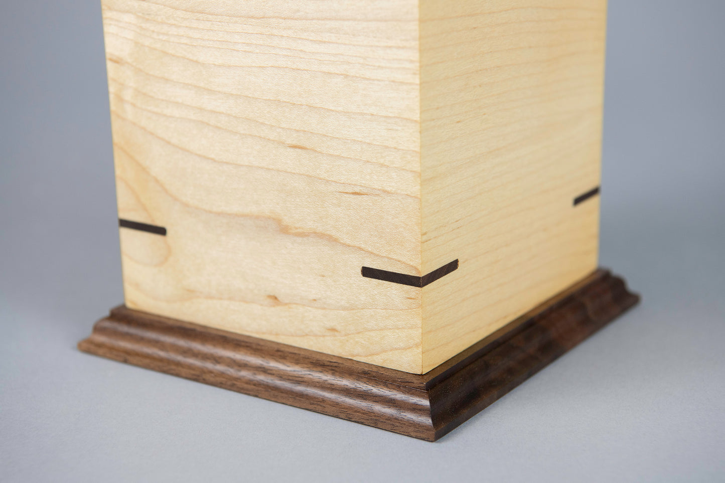Maple and Walnut Cremation Urn in Craftsman Style, Sharing Size, Large