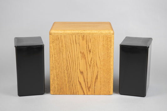 Oak Cremation Urn in Prudence Style, Companion Size