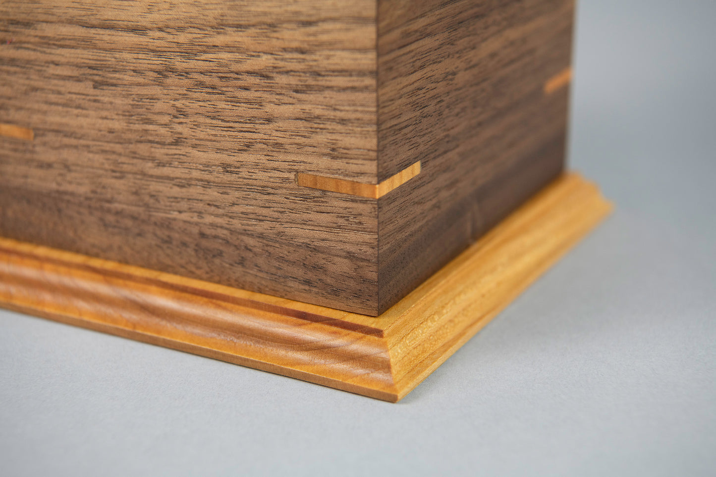 Walnut and Cherry Cremation Urn in Craftsman Style, Sharing Size, Large