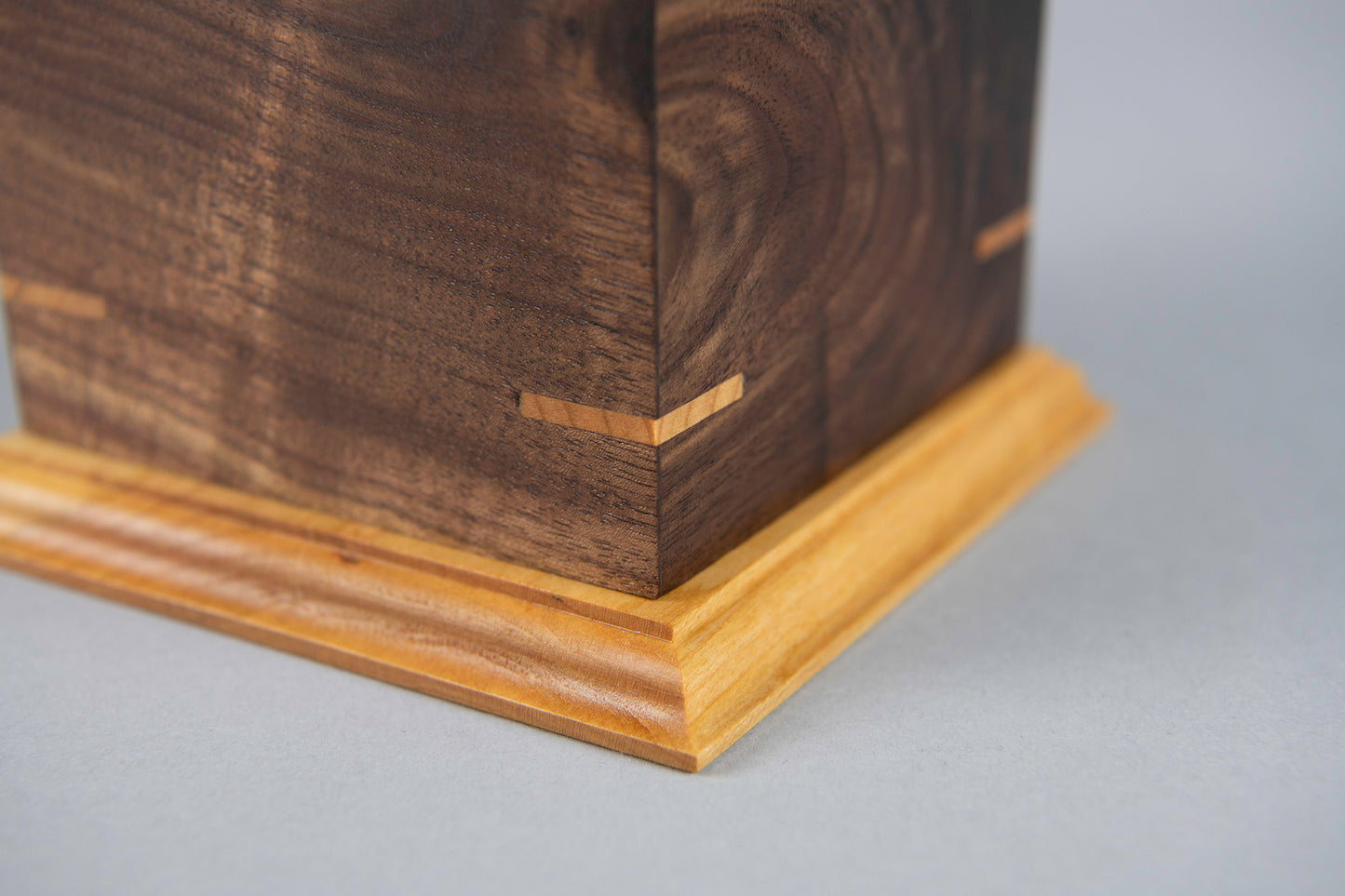 Walnut and Cherry Cremation Urn in Craftsman Style, Sharing Size, Medium