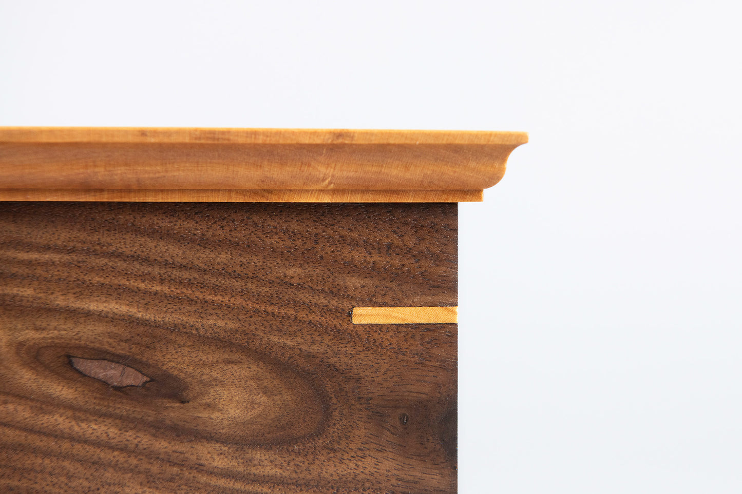 Walnut and Cherry Cremation Urn in Craftsman Style, Sharing Size, Medium