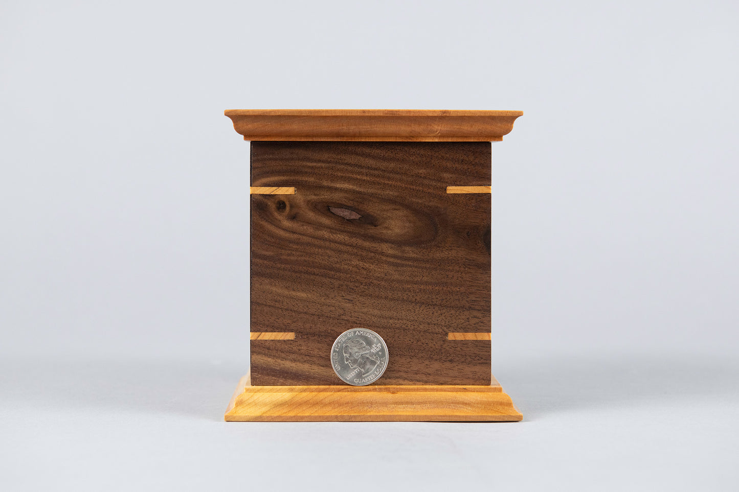Walnut and Cherry Cremation Urn in Craftsman Style, Sharing Size, Medium