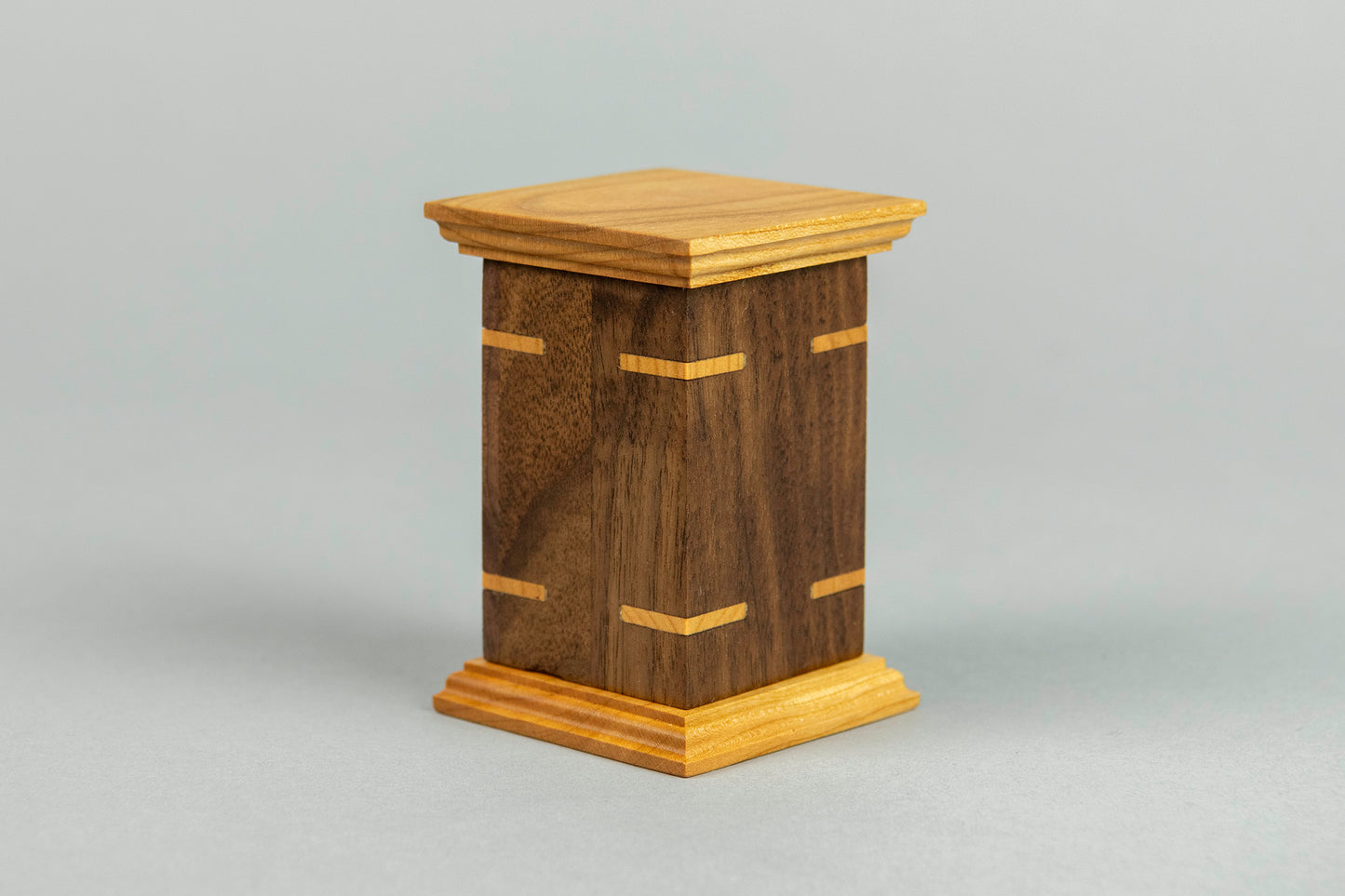 Walnut and Cherry Cremation Urn in Craftsman Style, Sharing Size, Small Keepsake