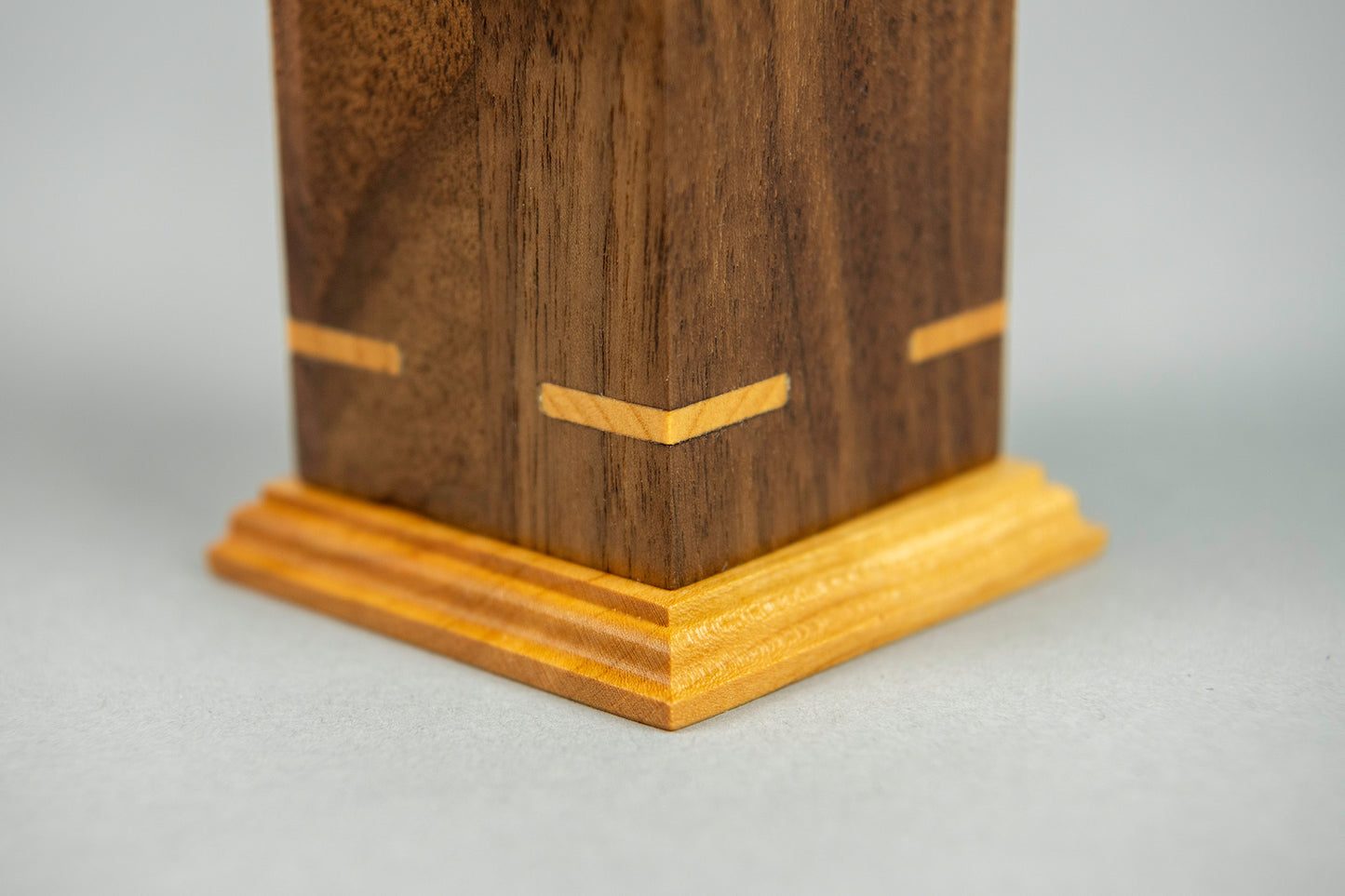 Walnut and Cherry Cremation Urn in Craftsman Style, Sharing Size, Small Keepsake