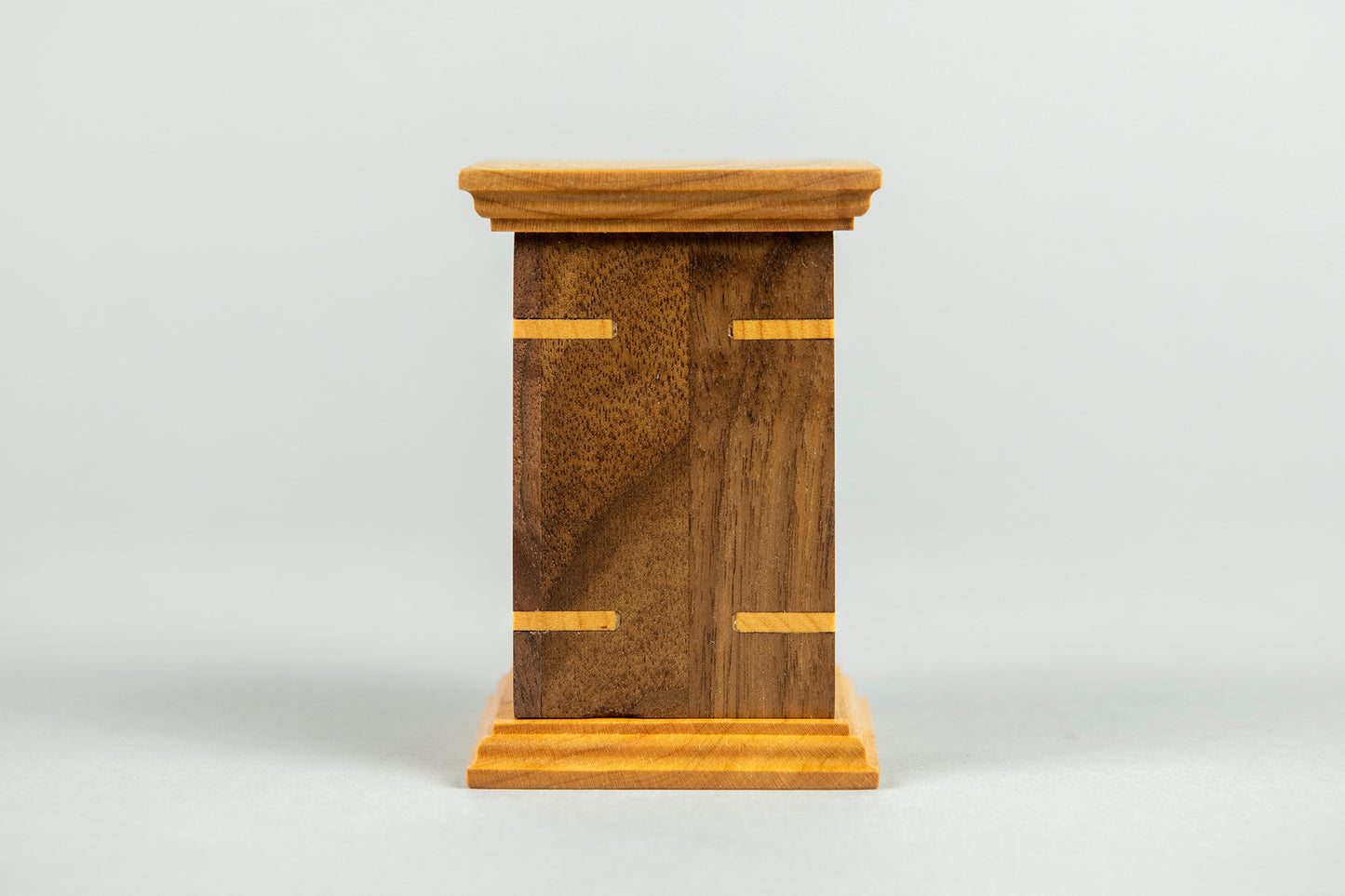 Walnut and Cherry Cremation Urn in Craftsman Style, Sharing Size, Small Keepsake