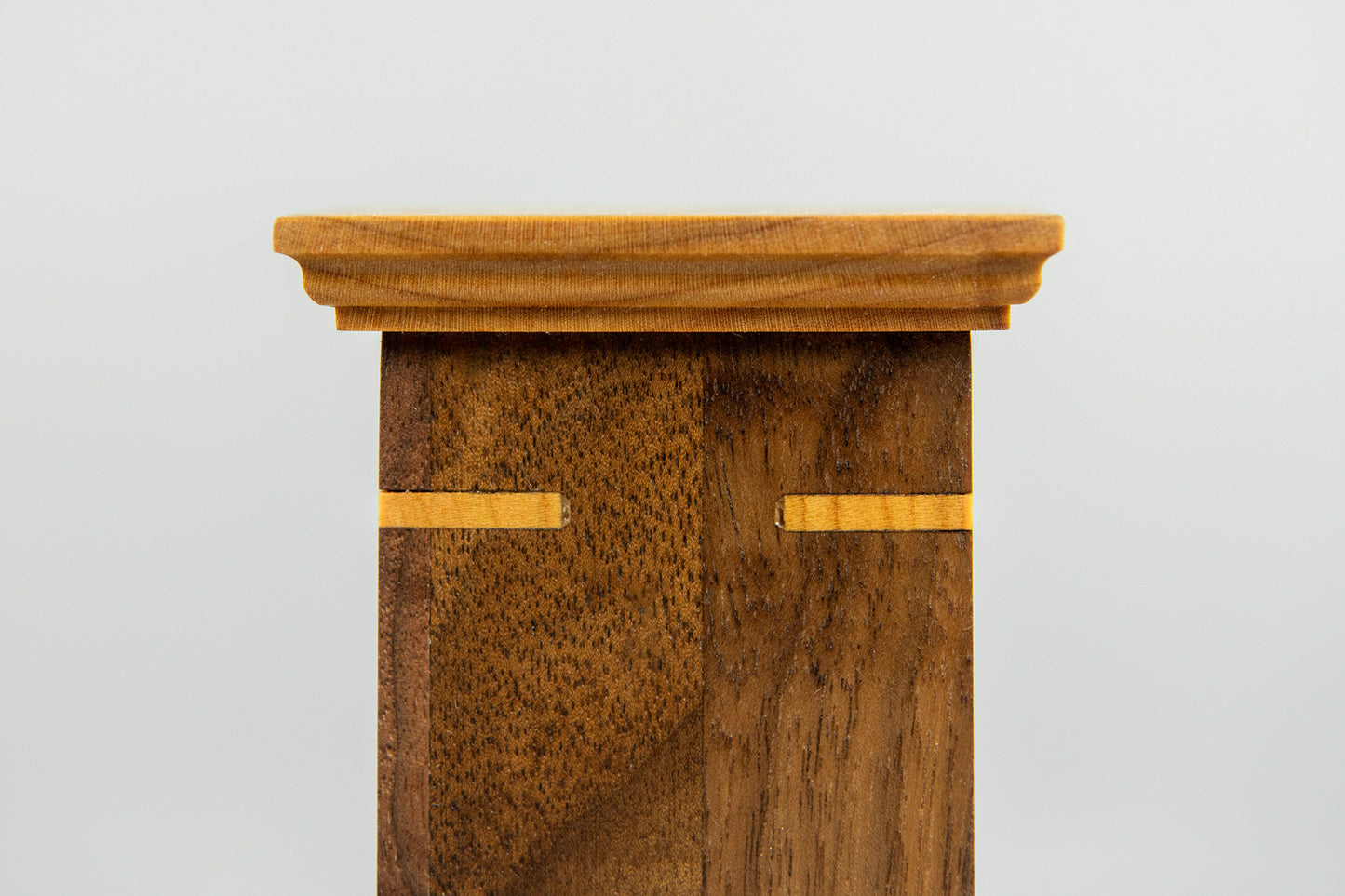 Walnut and Cherry Cremation Urn in Craftsman Style, Sharing Size, Small Keepsake