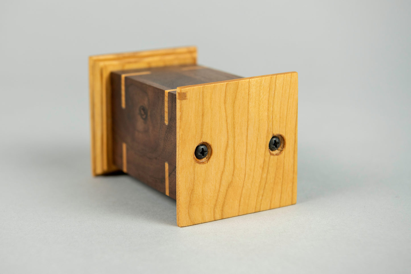 Walnut and Cherry Cremation Urn in Craftsman Style, Sharing Size, Small Keepsake
