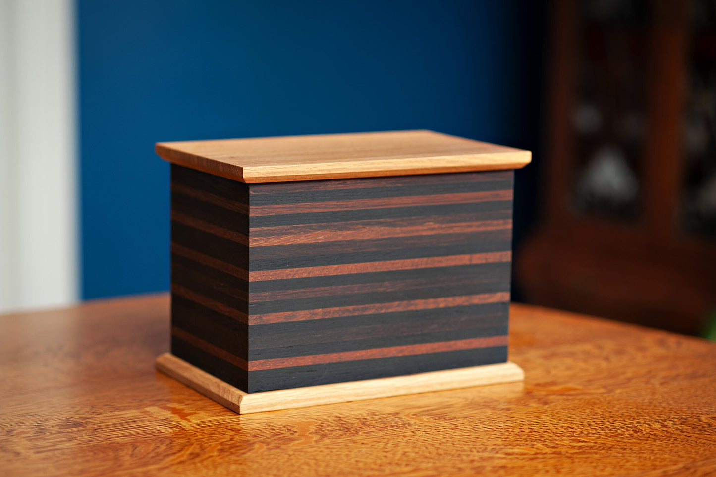 Wine and Whiskey Barrel Aged Oak Cremation Urn, Standard Adult Size, Vintner