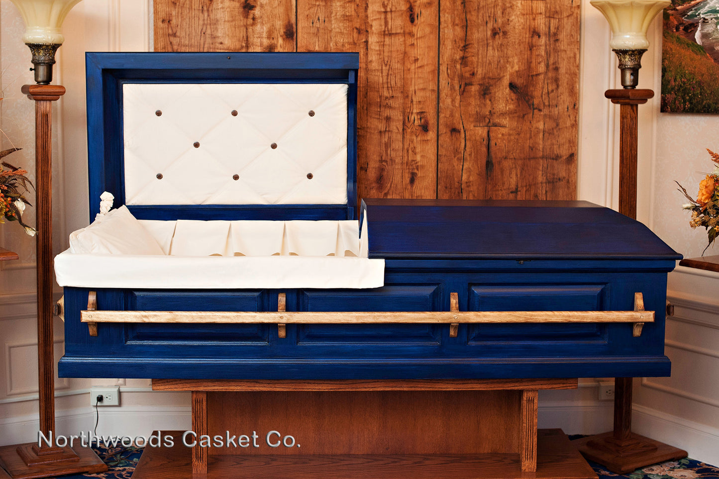 Pine Casket in Handpainted Midnight Blue