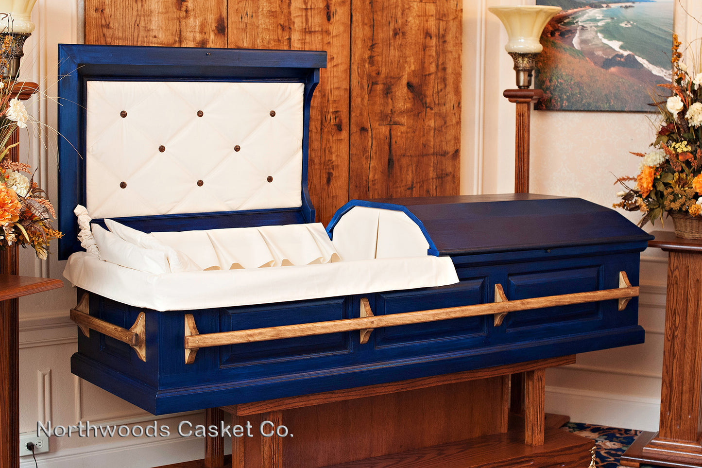 Pine Casket in Handpainted Midnight Blue