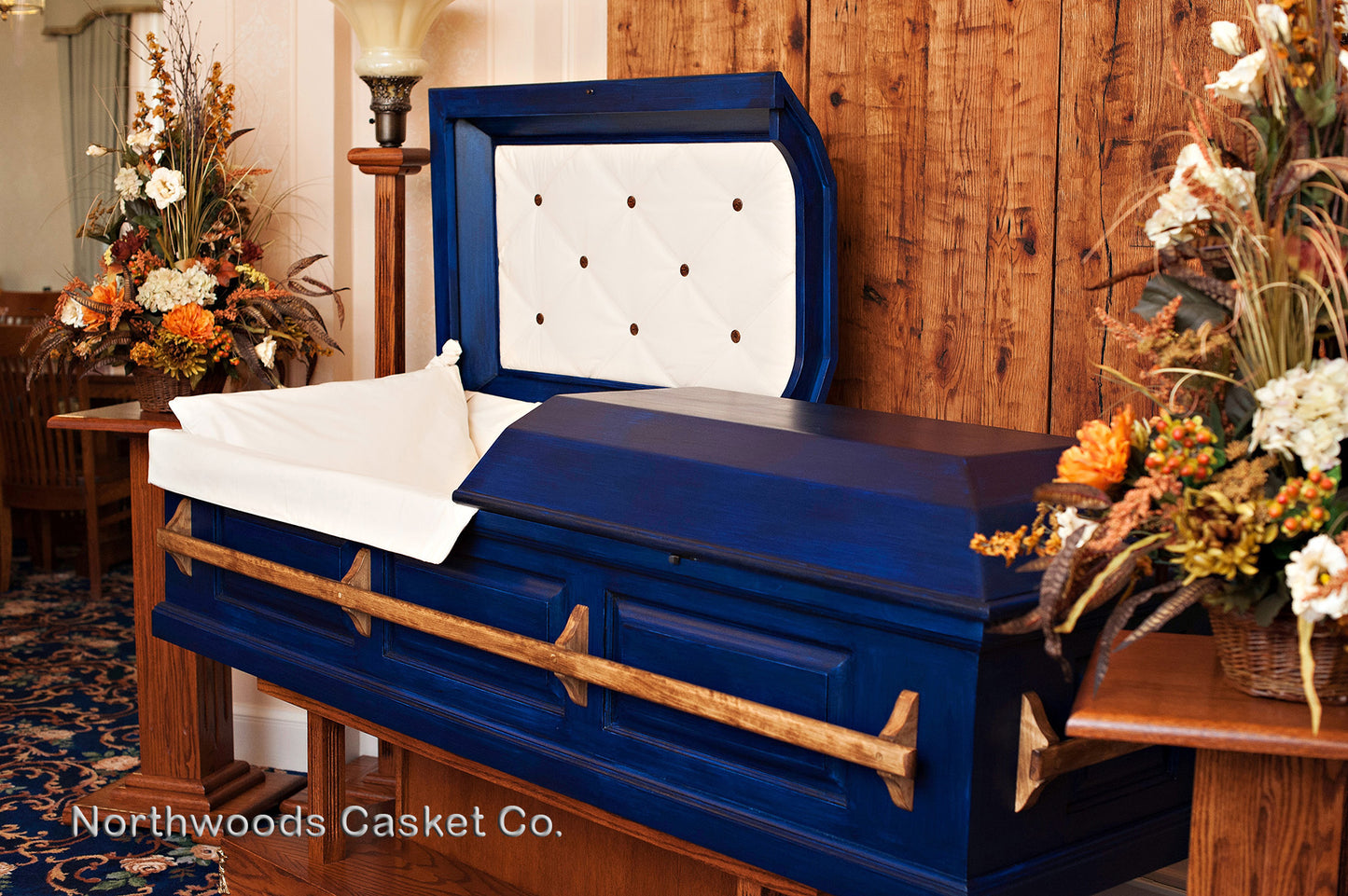 Pine Casket in Handpainted Midnight Blue