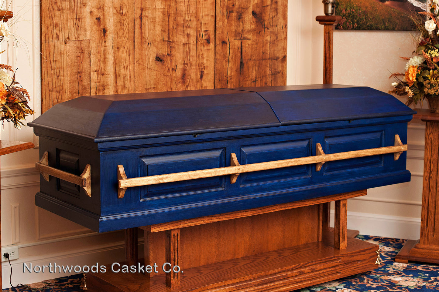 Pine Casket in Handpainted Midnight Blue