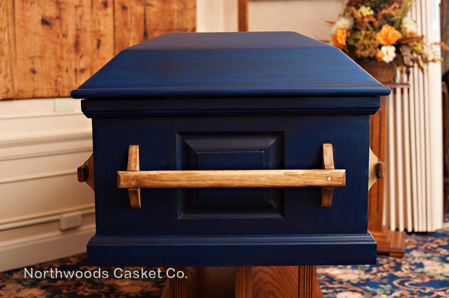 Pine Casket in Handpainted Midnight Blue