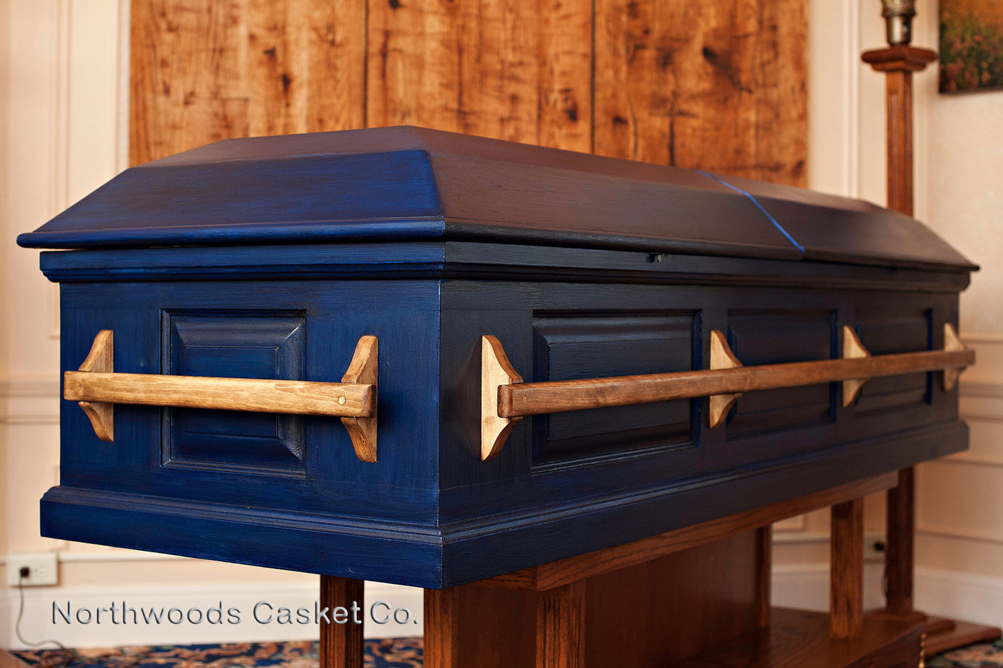 Pine Casket in Handpainted Midnight Blue