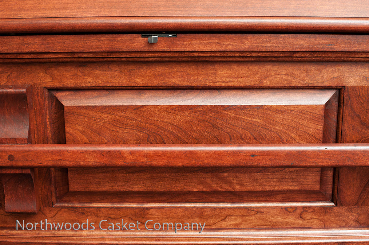 Classic Cherry Casket with Craftsmen Stationary Wooden Handles