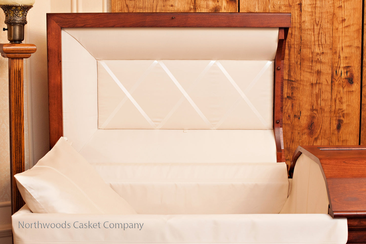 Classic Cherry Casket with Craftsmen Stationary Wooden Handles