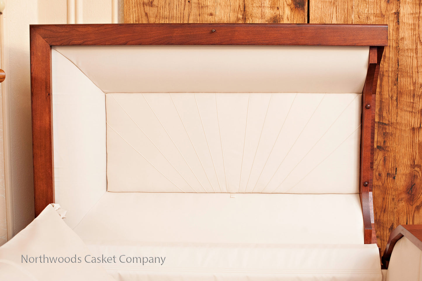 Classic Cherry Casket with Craftsmen Stationary Wooden Handles