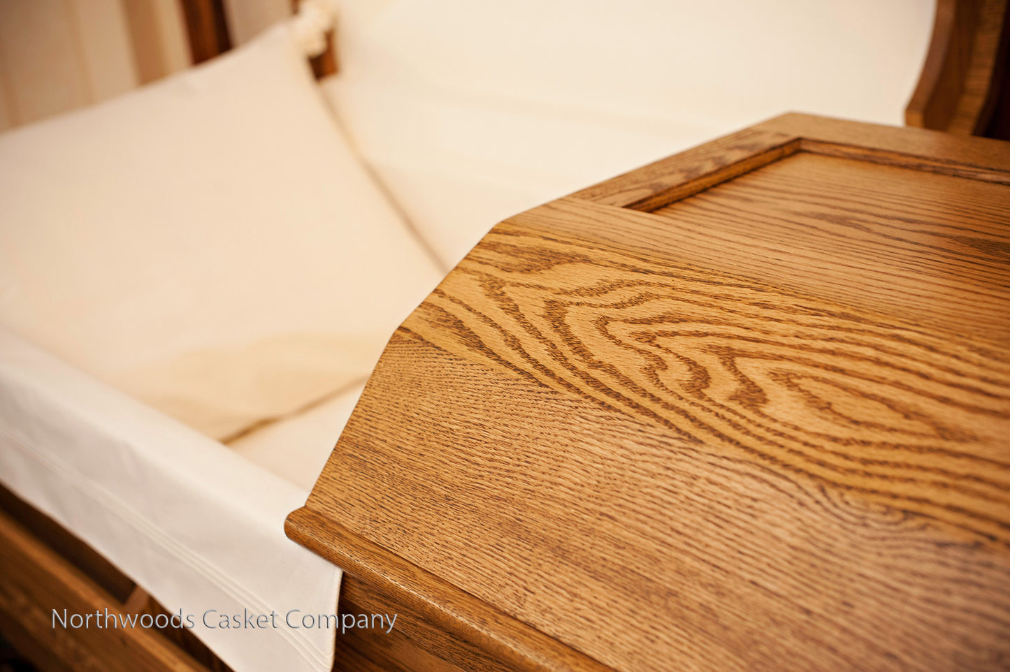 Classic Oak Casket with Stationary Wooden Handles