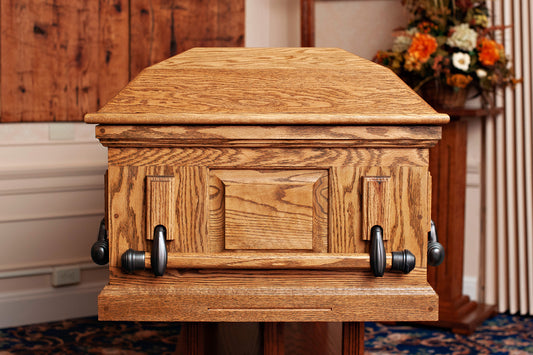 Classic Oak Casket with Swingbar Handles