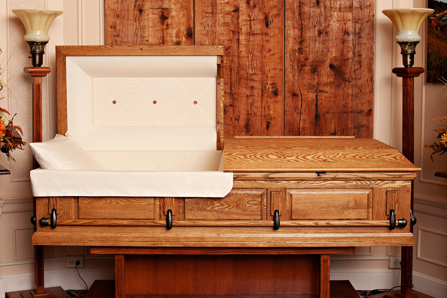 Classic Oak Casket with Swingbar Handles