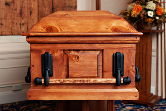 Antique Pine Casket with Swingbar Handles