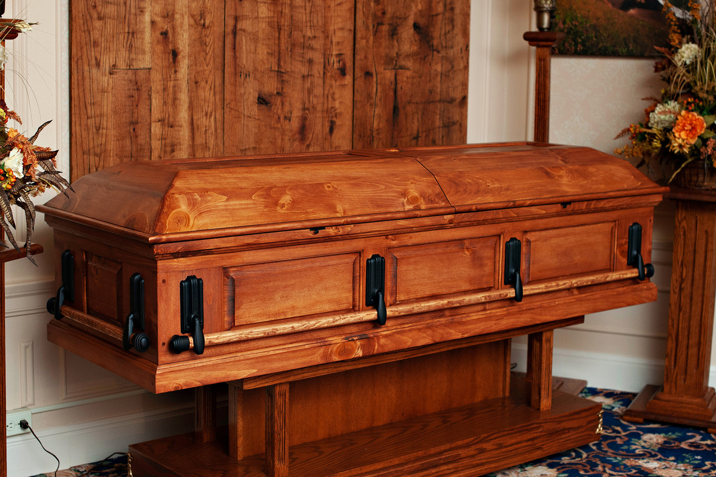 Antique Pine Casket with Swingbar Handles