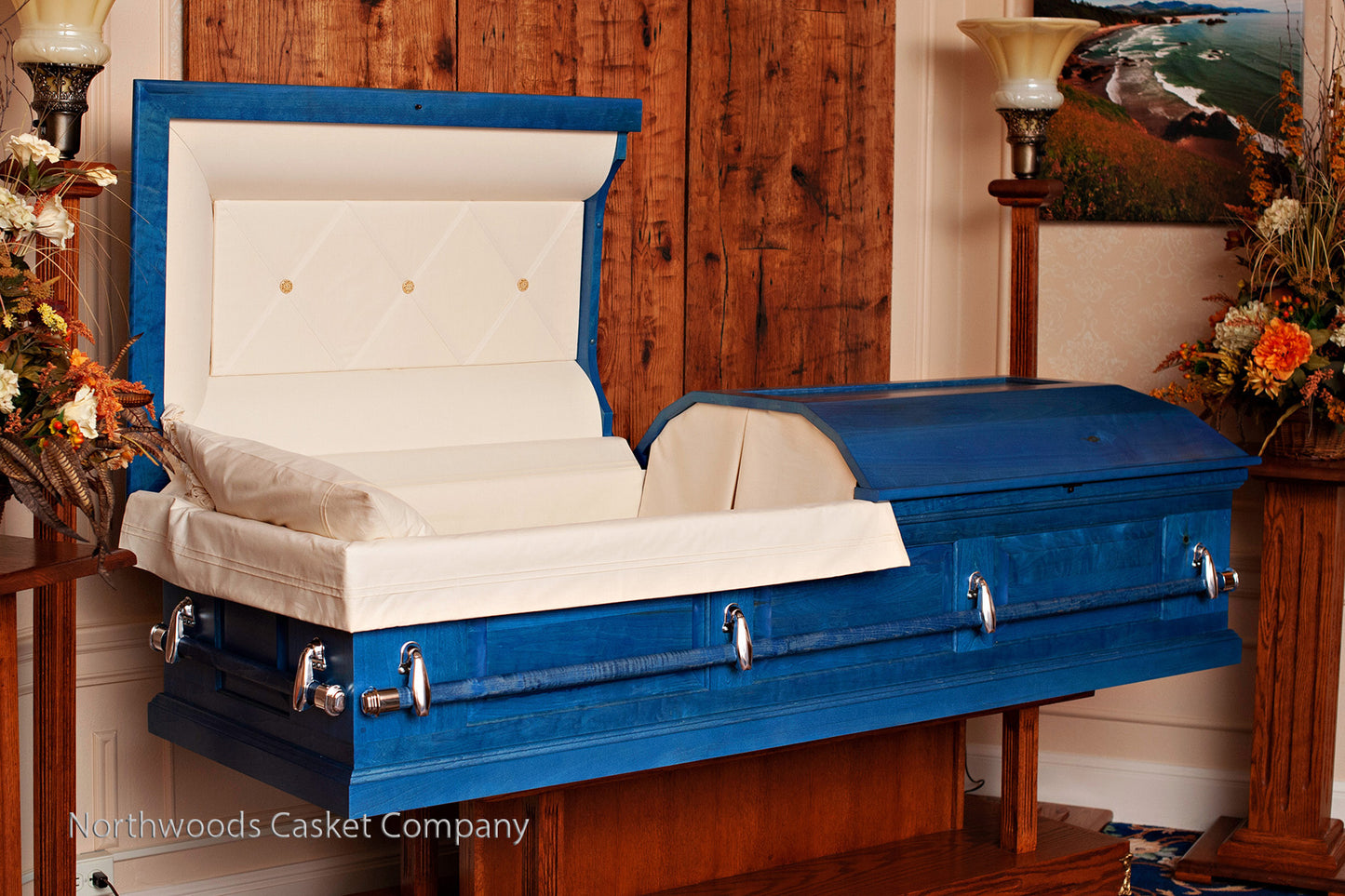 Craftsman Pine Casket in Great Lakes Blue