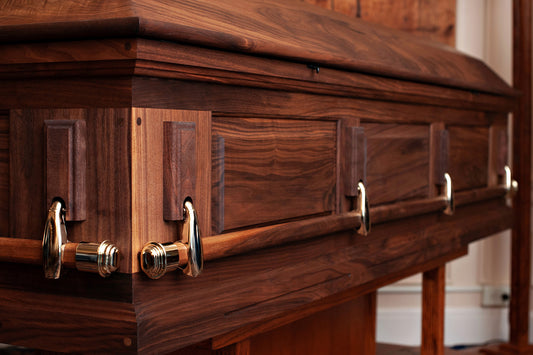 Walnut Panel Casket with Swingbar Handles