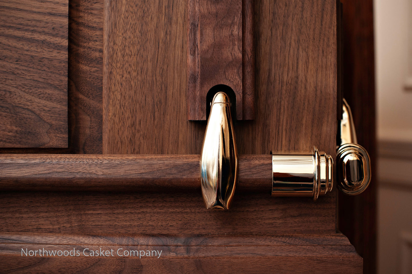 Walnut Panel Casket with Swingbar Handles