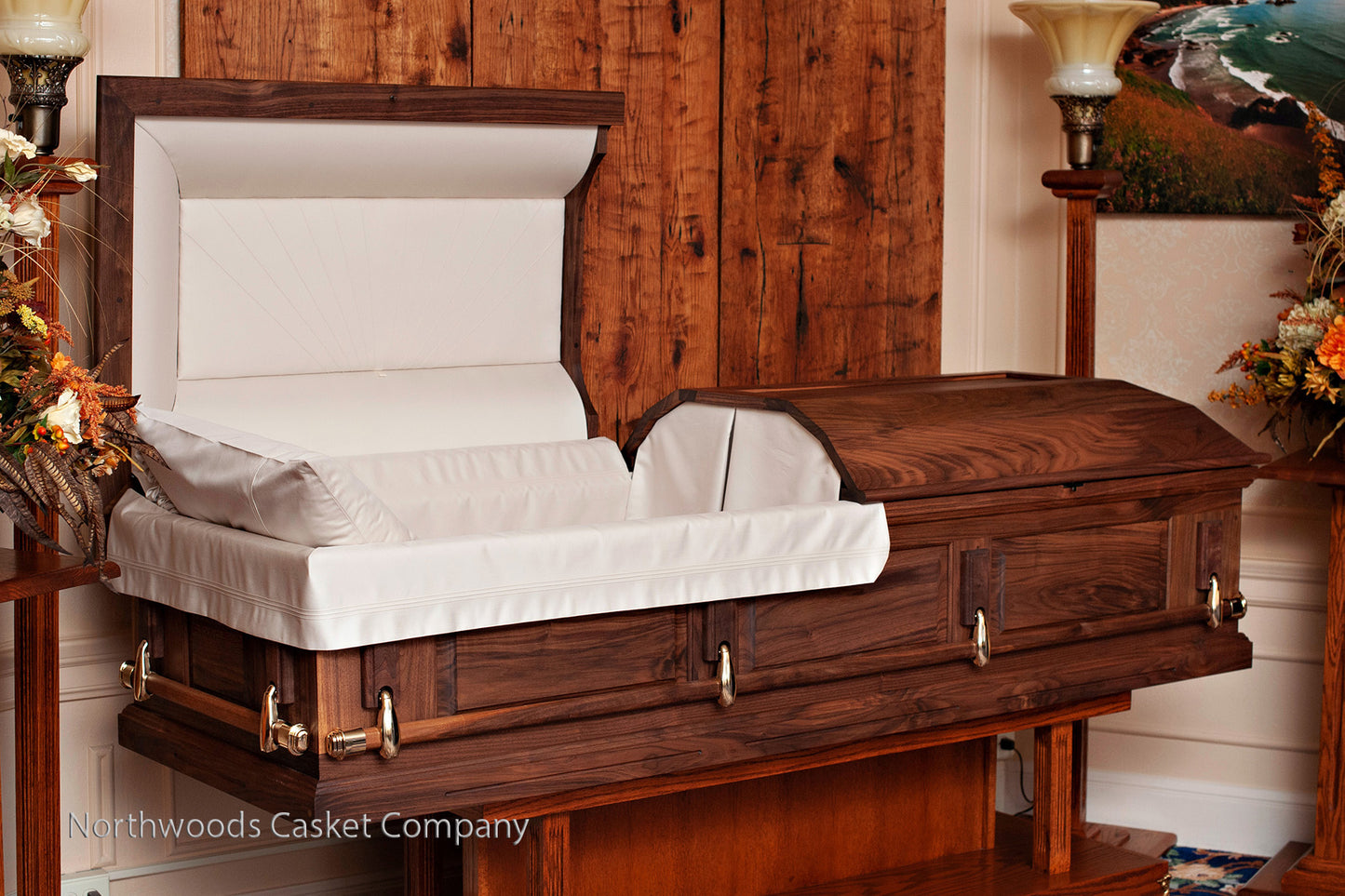 Walnut Panel Casket with Swingbar Handles