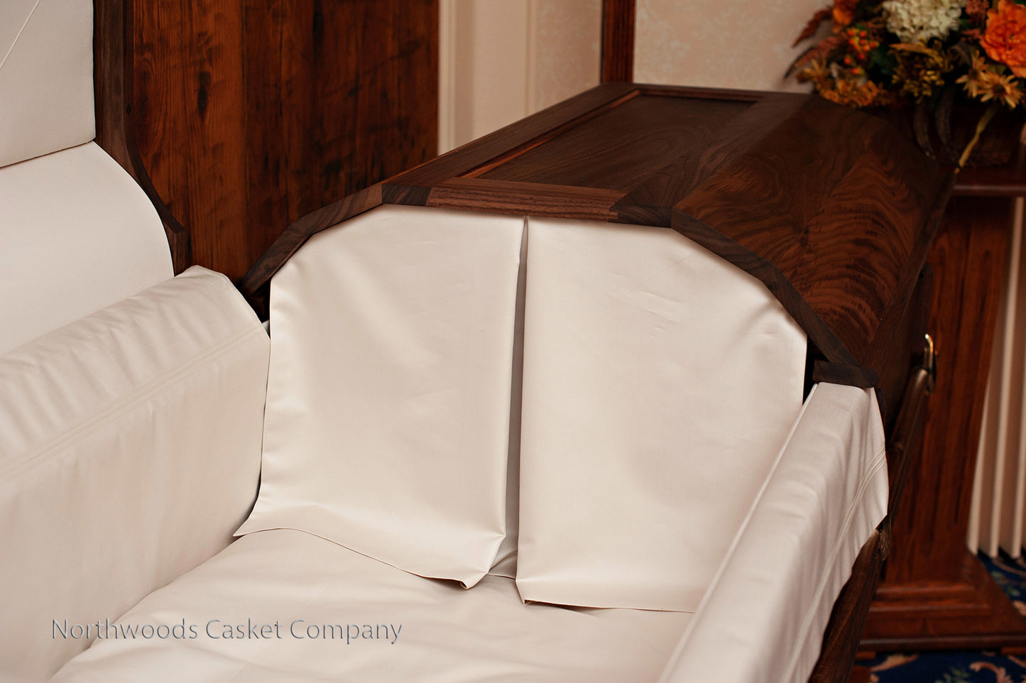 Walnut Panel Casket with Swingbar Handles