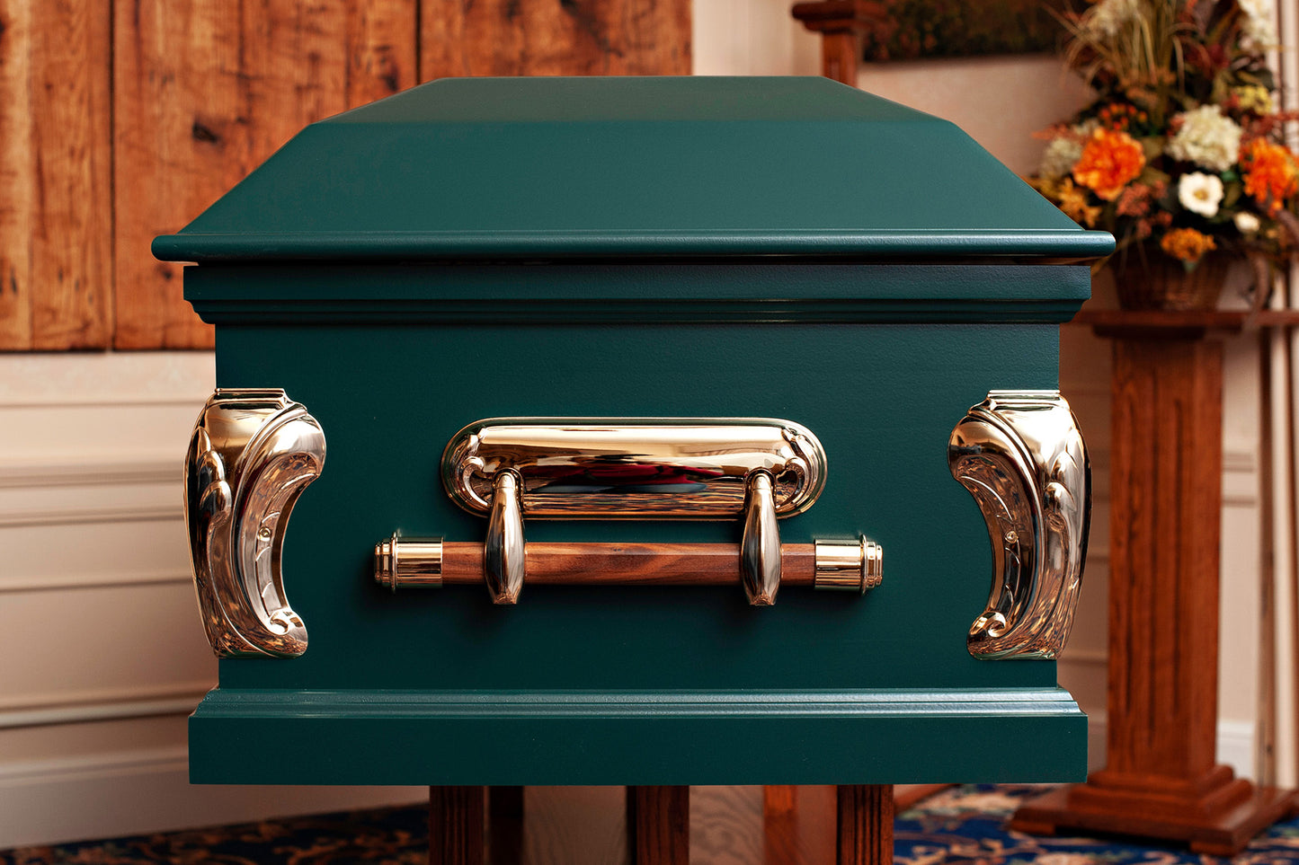 Craftsman Pine Casket in Emerald Green