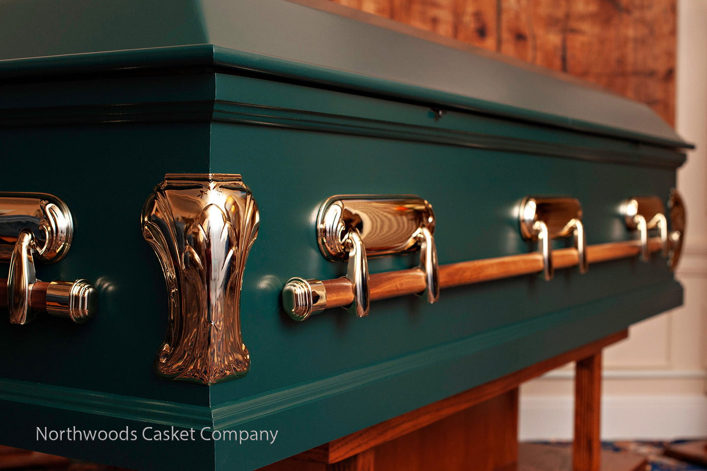 Craftsman Pine Casket in Emerald Green