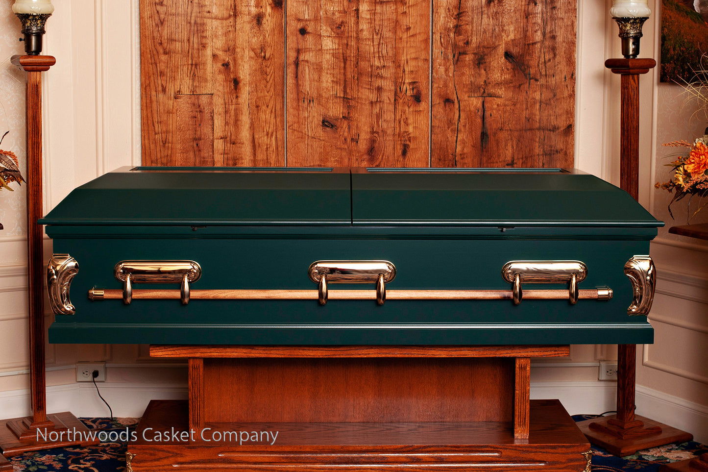 Craftsman Pine Casket in Emerald Green