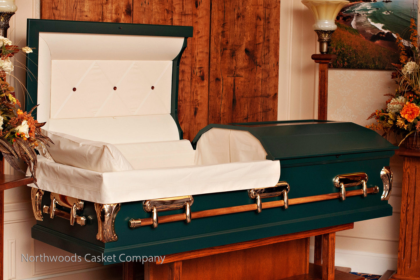 Craftsman Pine Casket in Emerald Green